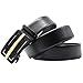 Produktbild Gürtel Herren Schwarz Oberleder Extralanger RatschengüRtel 40 44 48 50 52 56 62 Zoll FederSchnalle (Ohne Magnet) Automatik GüRtel FüR Jeans Und Formelle AnzüGe (Schwarzes Gold,120 cm)