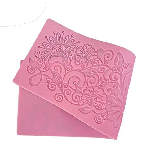 Venus valink Flor Texturizador Encaje Molde Silicona, Pastel Tapete Molde, Boda Fondant Decoración de Tartas Herramientas Fuente Horno Cupcake Pasta Goma Chocolate, Borde Relieve Almohadilla - C