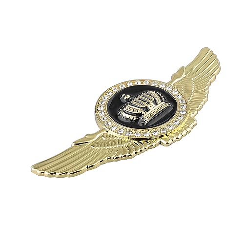 Image of 2pcs Wing Circular Crown Emblems,Crystal Diamond Crown Car Stickers Decals Decoration for All Car (Gold Black)