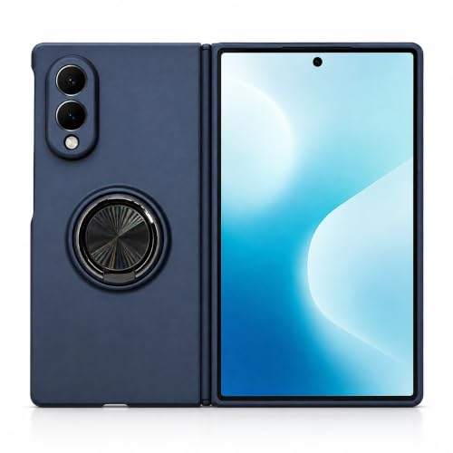 Image of amazon basics for Samsung Galaxy Z Fold 8 5G Case with Magnetic Ring Holder, 360 Rotating Bracket, Hinge Protection Slim Anti-Drop Shockproof Case (Blue)