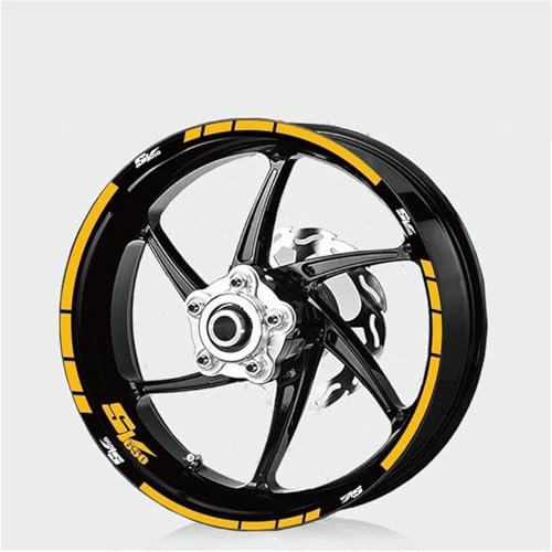 Kit Autocollant Roues Kit D'autocollants Réfléchissants Étanches pour Jantes De Moto pour Suzuki SV650 SV 650 (Bandes, Autocollants pour Moyeux) Stickers Jante Moto(Or)