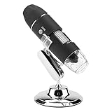 Walfront USB Digital Microscope, 1600X HD Handheld Electronic Microscope Camera, Black, Plastic, LED Light, for Industrial PCB Checking, Jewelry Appraisal, Detecting