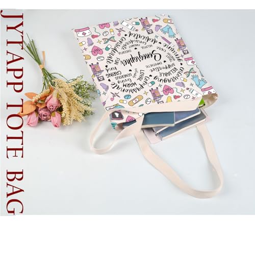Bolsa Tote de Lona JYTAPP Beige para Uso Diario miniatura 4