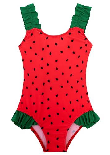 Image of XiaoMoSha Girls One Piece Swimsuit Ruffled Straps Bathing Suits Summer Swim Suit Quick Dry Beach Swimwear for Kids 3-10 Years
