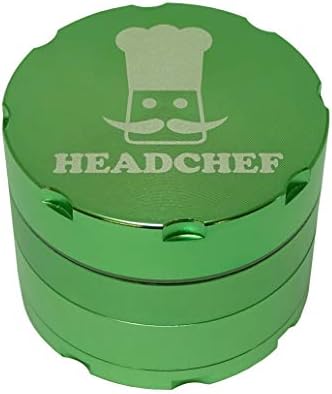 Headchef Razor 4 Piece Grinder, Metal Herb and Tobacco Grinder with Sifter Scraper (Black, 40mm)