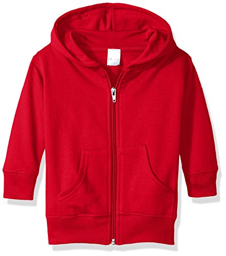 Clementine Baby Infant Premium Fleece Zip Sweatshirt Hoodie, Red, 18MOS