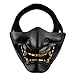 Supspy Samurai Airsoft Mask Tactical Prajna Half Face Ninja Hannya Oni Motorcycle Evil Demon Knight Kabuki Mask for Halloween Cosplay Costume Hunting Shooting (Black)