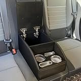 Car Rear Seat Armrest 2 Row Console Box with Cup Holder Black Car Center Console Cup Holder Universal Rear Bench Seat Consoles with Storage Box