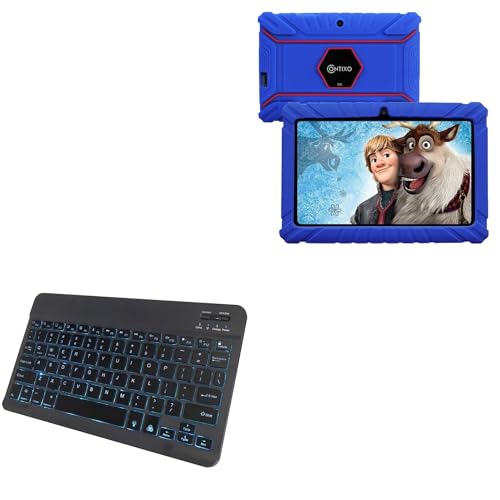 BoxWave Keyboard Compatible with Contixo Kids Learning Tablet V8-2 - SlimKeys Bluetooth Keyboard - with Backlight, Portable Slim LED 7 Colors - Jet Black