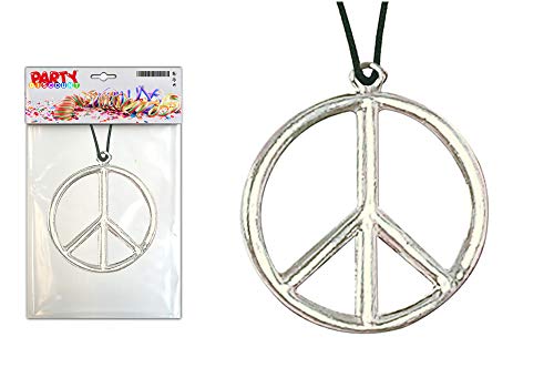 Preisvergleich Produktbild PARTY DISCOUNT ® Kette Peace-Zeichen aus Metall, Ø 5cm