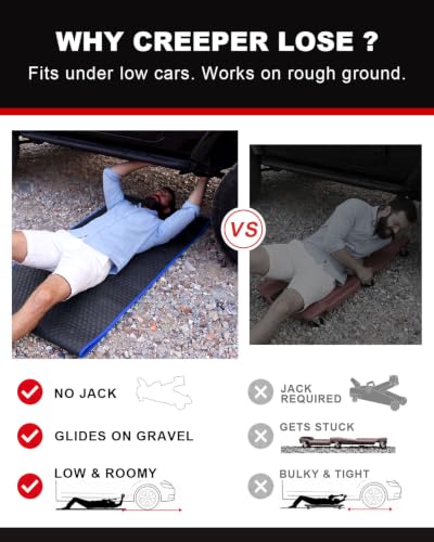 Image of Rolling Mechanic Creeper Mat for Low Profile Cars with Storage Bag | Padded Automotive Under Car Repair Pad, Portable For Garage Ground, Gravel, Roadside, Camping, Kneeling, Pet, RV, SUV, Truck