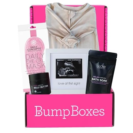 Bump Boxes 2nd Trimester Gift Set, Complete Pregnancy Care Package with Belly Butter, Bath Soak, Baby Footed Sleeper, Sonogram Frame and Eye Mask