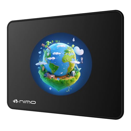 NIMO Gaming Mouse Pad with Non-Slip Rubber Base, Stitched Edge, Comfortable Cloth, Smooth Mouse Control for Computers, Laptop, Work & Home, 11.5 x 9 inch, Black