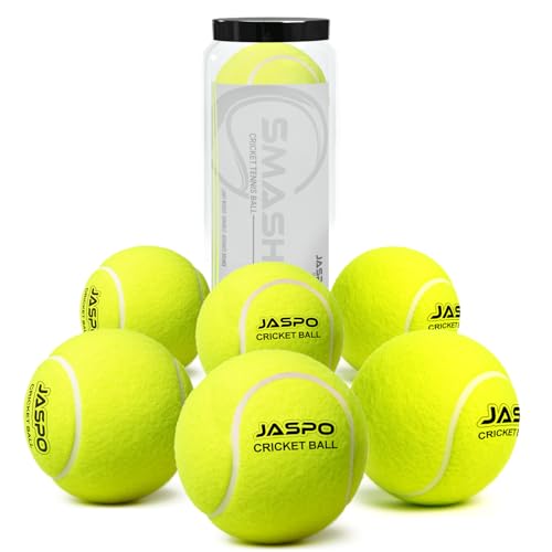 Image of jaspo Smasher Tennis Cricket Ball | Medium Weight Soft Rubber Ball | Safe for Indoor & Society Play | Suitable for Professional Matches or Outdoor Grounds (90-100 Grams, Pack of 6pcs)