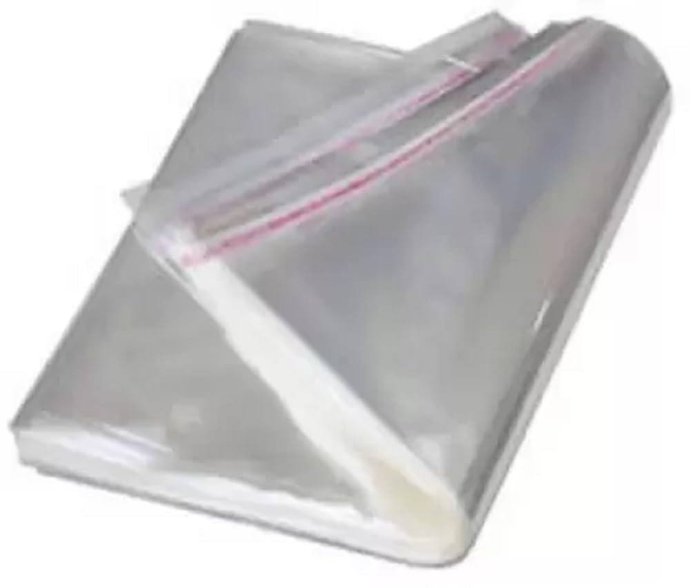 FEELBLUETransparent Plastic Poly Bags Bopp Pouches with Self Adhesive Tape, Reasealable, (Pack of 500Pcs) (14 * 18)