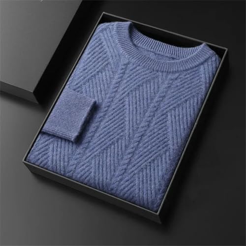 Men’S Thickened Round Neck Business Sweater Long Sleeve Twist Knit Winter Warm Pullover Wool Base Layer3