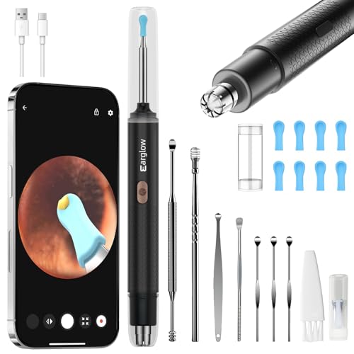 #Commissioniguadagnate<br>2 in 1 Otoscopio & Taglia Peli Naso - Pulitore per le orecchie con fotocamera otoscopio con 6 LED WiFi 1080P HD Rilevamento intelligente della membrana timpanica con IA per iOS/Android