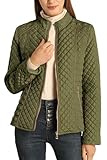 Bellivera Women's Stand Collar Lightweight Quilted Puffer Jacket Padded Zip Coat for Spring and Winter 087 Green M