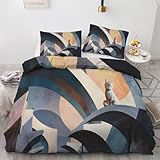 zhgfcjmy KäTzchen Bettwäsche 220x240 3teilig Abstrakte Grafiken Bettbezug Set mit 1 Bettbezug 220x240 cm und 2 Kissenbezügen 80x80 cm aus Leicht Weich Mikrofaser, Reißverschluss