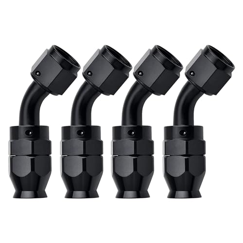 Image of EVIL ENERGY 6AN PTFE Hose End Fitting 45 Degree Black for PTFE Hose Only 4PCS