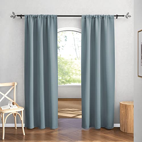 RYB HOME Blue Blackout Curtains for Living Room Thick Window Drapes for Bedroom Studio, W 42 x L 84 inches, 2 Panels, Dusty Blue