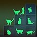 Desshok Stickers muraux Motif chat lumineux Décoration murale lumineuse Autocollant mural Décoration chambre Un pack de 9 motifs chats Chatoiement de nuit