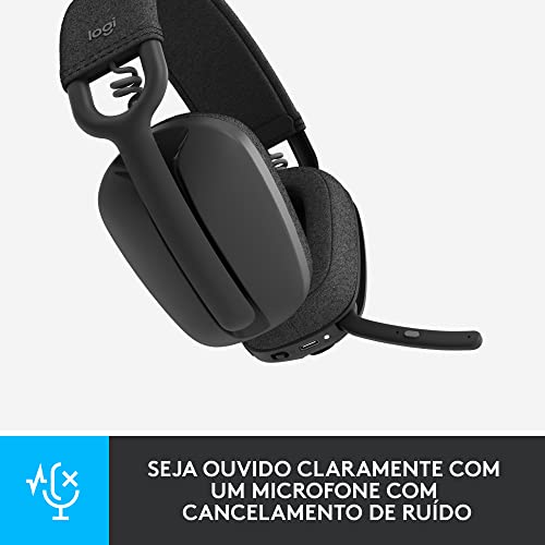 Headset Sem Fio Logitech Zone Vibe 100 Com Microfone Flip- to-Mute Com Cancelamento de Ruído, Conexã