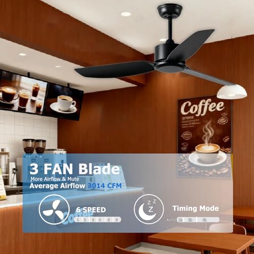 MULIANBOX 40 Inch Black Ceiling Fan No Light 3 Blade Reversible Fans with Remote Control, Modern Ceiling Fans without Lights 6 Speed Timer for Balcony Garage Bedroom Living Room by MULIANBOX - Used condition - Image 3