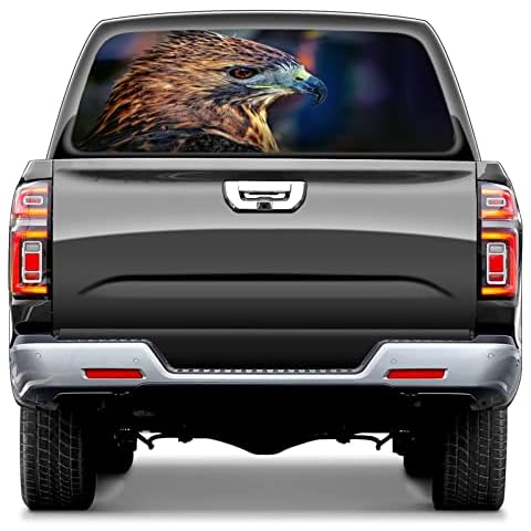 Lbfnbkls Rear Window Decal, Eagle Sticker Decoration Suitable For Most Pickup Truck SUV, Vinyl Perforated Wrap Graphic Perforated Film See-Through Net Panels,53 * 14 Inch Cover