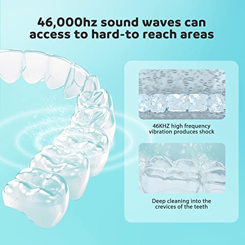 Hlflyg Professional Ultrasonic Cleaner For Dentures, Retainer, Mouth Guard, Aligner, Whitening Trays, All Dental And Sleep Apnea Appliances (46Khz, 24W, 6.67Oz)-White #TOP2