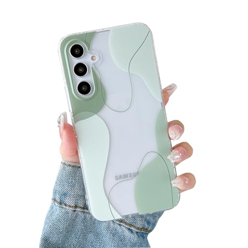 DEFBSC Compatible with Samsung Galaxy S25 Case, Soft Shaped Art Design with Built-in Bumper Protective Phone Case, Cute Slim TPU Cover Designed for Samsung Galaxy S25 Case,Green
