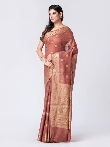 CXMAT pink tussar silk saree in tussar silk – image 3