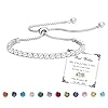 Esmoly Bracciale Donna Argento Bracciale Tennis con 12 Colori di Pietre Natali e 5A Sparkle Zircone Regolabile Regalo Compleanno Donna (04-Aprile)