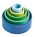 Grimm's Set of 5 Small Wooden Stacking & Nesting Rainbow Bowls, Ocean Blue