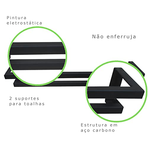 Porta Toalhas Strassis Design SD-4003 Metal Cor: Preto
