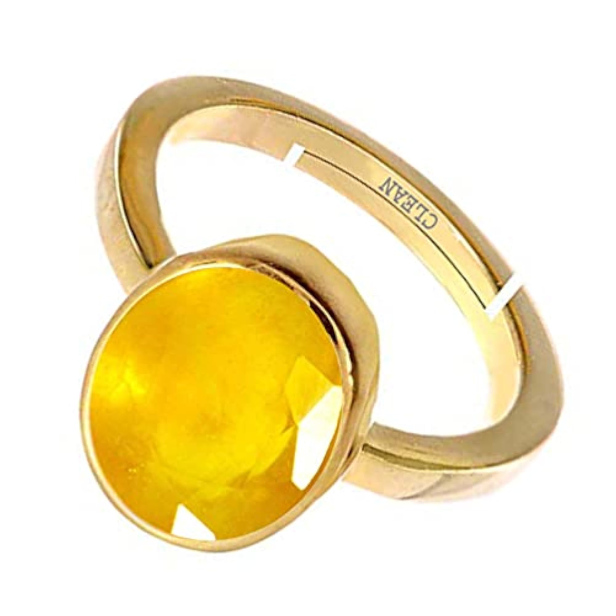 Women's Gold Plated Adjustable Yellow Sapphire Ring, Astrological Gemstone