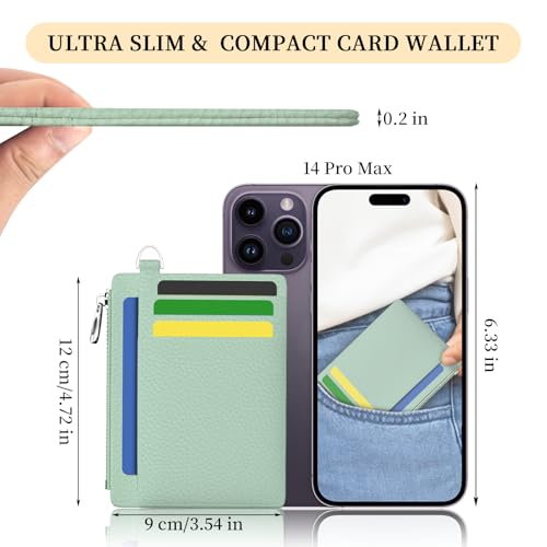 Image of Hancynir Minimalist Small Wallet Women Credit Card Holder, RFID Blocking Slim Mini Card Wallets Cute Front Pocket PU Leather Card Case Thin Travel Zipper Coin Cash Ladies Female Wallet Gifts