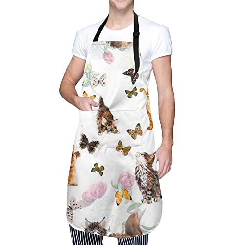 SHEYZYLTD Süße Katze Kätzchen Schmetterling Schürze Cover