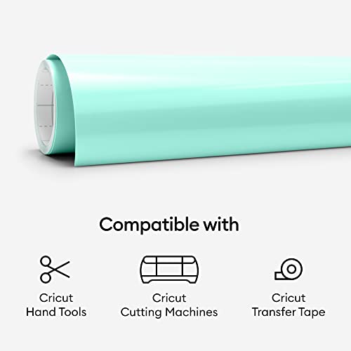 Image of Cricut Premium Permanent Vinyl Roll (12 in x 15 ft), Weather-Resistant, Dishwasher-Safe & Fade-Proof, Compatible with Cricut Cutting Machines, Create Signs, Labels, & Personalize DIY Projects, Mint