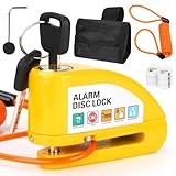 High-Security Alarm Disc Lock for Motorbikes, 110dB Anti-Theft with Vibration Sensor & Reminder Cable, Aluminum Cylinder, Weatherproof, Easy Press-Lock for Bikes & Motorcycles