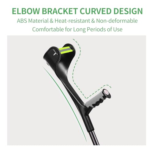 Forearm Crutches for Adults (1 Pair) Adjustable Arm Crutch with Soft Handle Non-Slip Base and Anti-Dorp Cuff, Lightweight Aluminum Arm Crutch, Portable and Foldable Crutches for Walking