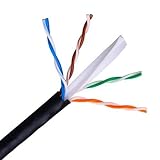 bobina de cable utp cat6 para exterior  CABLEPELADO Bobina de Red CAT6 UTP rigido Exterior 100 Metros Negro