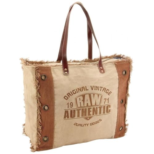 Sac coton cuir authentic AUBRY GASPARD grand cabas franges femme chic