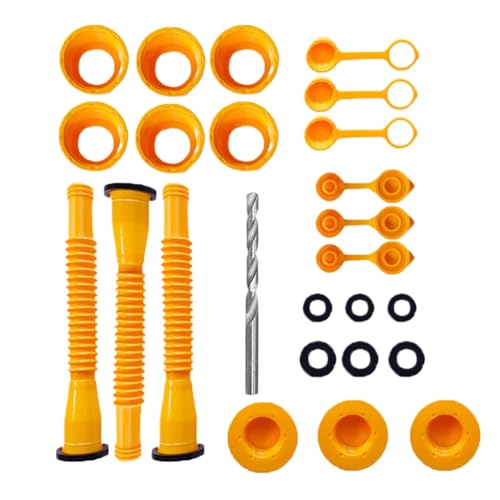 Can Spout Replacement, 7.87 Inches Gas Cans Bozzle, Spout with Rubber | Flexible Pour Nozzle | Include Vent Cap and Rubber Gasket, Replacement Set for 1/2/5/10 Gallon Tanks