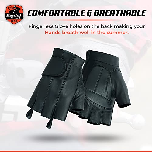 Daniel Smart Deerskin Leather Gloves – Fingerless Motorcycle Gloves With Gel Palm And Wrist Strap (Small) #TOP3