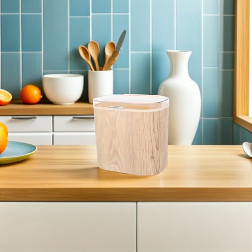 Papelera adhesiva grande para pared con tapa beige miniatura 6