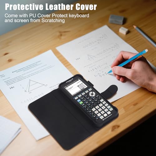 Image of YouKnow PU Leather Protective Case Compatible with Texas Instruments TI-84 Plus CE Color Graphing Calculator with ID Card Slot (Only Case) (Black)