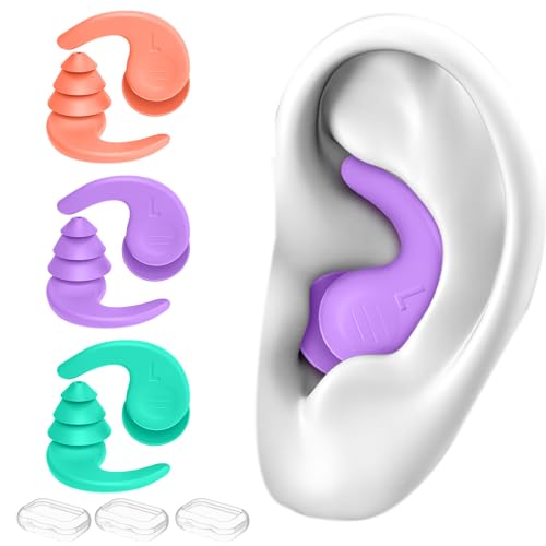 Swimming Ear Plugs for Adults,3 Pairs Waterproof Reusable Silicone Swim Earplugs for Swimming Surfing Snorkeling Showering and Water Pool,Beach,Ocean (Adults & Teens 14+) by FNGXX - Used condition - US$12.02