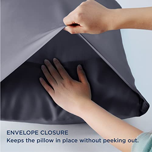 Bedsure Euro Throw Pillow Covers 2 - Grey Cooling Pillow Cases For Sofa Couch Bed Chair, Rayon Made From Bamboo, Soft & Breathable Square Cushion Cover Pillowcases With Envelope Closure, 26X26 Inches #TOP3