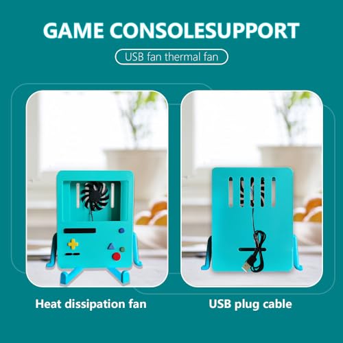 Cartoon Cute Switch Games Protective Hard Cover Case for Switch Console Controlle Game Console Cover Protective Shell for Switch Portable Video Game Stand Holder Accessory (Cooling Fan-Green)